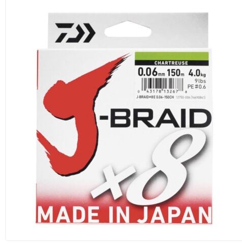 Daiwa JBraid 8B Chartreuse 150m İp Misina 0,06 MM