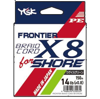 Ygk Frontier Braidcord X8 For Shore 150M 0.148MM PE 0.8