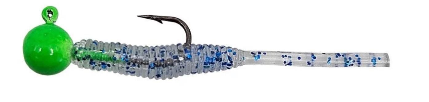 Kendo Hook Worm Jighead+Lrf Silikonu 2gr+4.5cm 5 Adet Head Green+Blue Glitter
