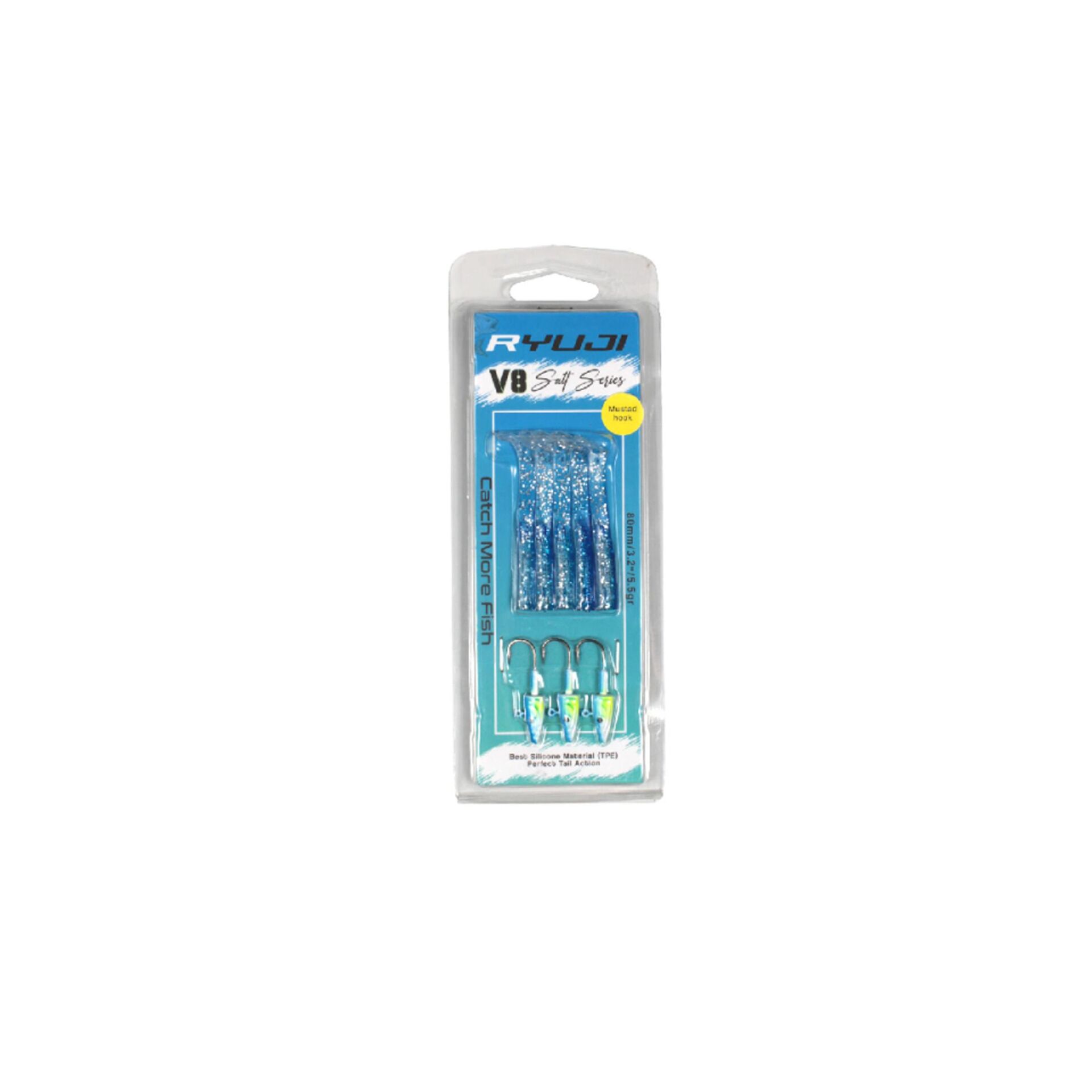 Ryuji V8 8cm 5.5gr Blue Glitter Silikon Yem