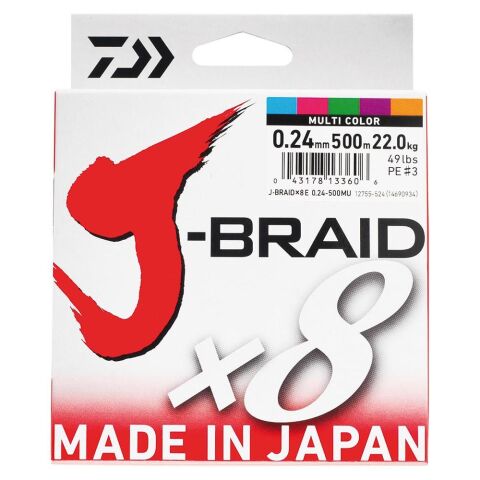 Daiwa Jbraid 8b 500m, 0,42mm Multi Color İp Misina
