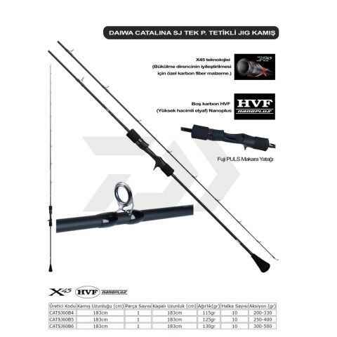 Daiwa Catalina SJ 1.83M, 200-330GR, Tek P. Tetikli Jig Kamış