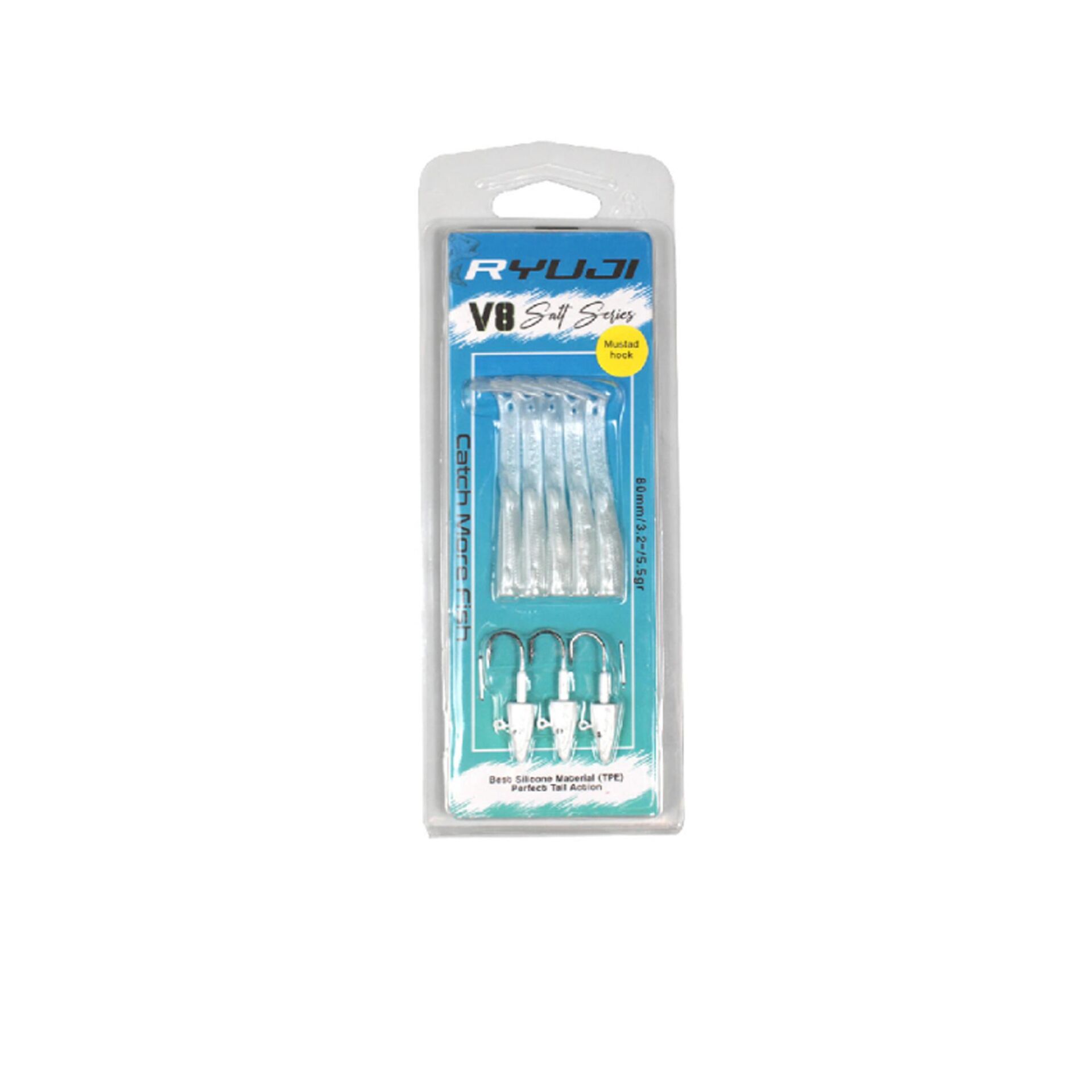 Ryuji V8 8cm 5.5gr White Silver Silikon Yem