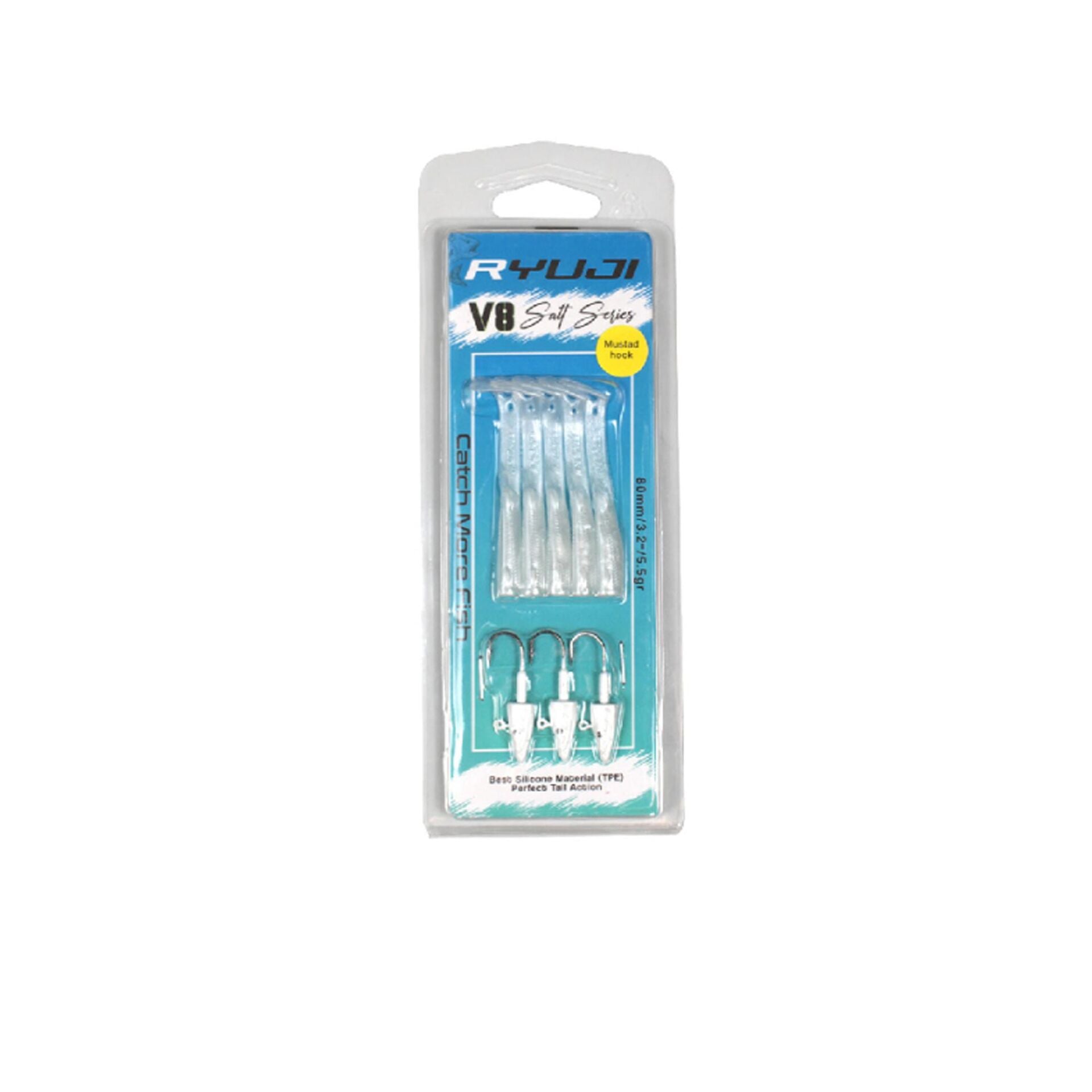 Ryuji V8 8cm 5.5gr White Silver Silikon Yem