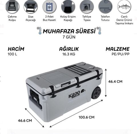 IGLOO CoreMAX 100 Tekerlekli Buzluk 100 Litre