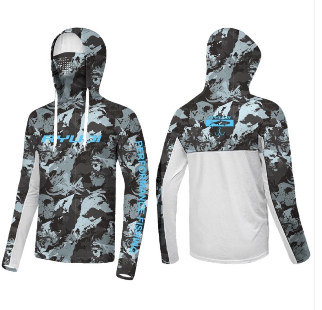 RYUJI UV PERFORMANCE HOODIE SHIRT+NECK, DARK TIDE 2X LARGE