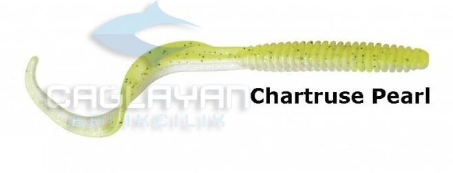 Savage gear LB Rib Worm 90 mm 10 Adet Suni Yem Chartreuse Pearl