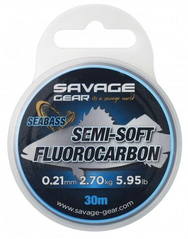Savage Gear Semi-Soft Fluorocarbon Seabass 30 M 0.29 MM 4.79 KG 10.56 LB Clear
