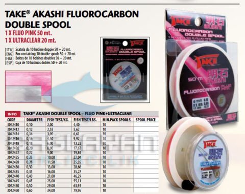 Lineaeffe Take Akashı Double Spool: 50m Pınk + 20m Transparant 0.35 mm