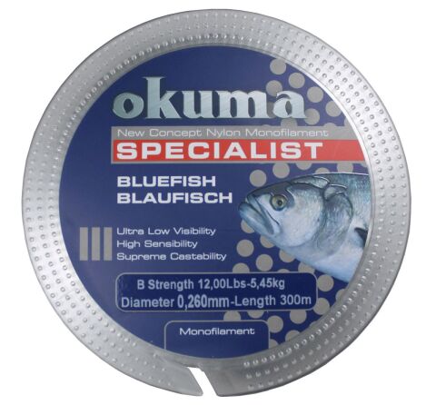 Okuma Bluefish 300 mt 20,00 lb 9,09 kg 0,34 mm Clear Misina