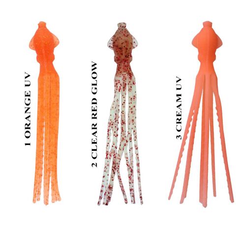 Ryuji Octopus 90 mm (5 Adet) Clear Red Glow