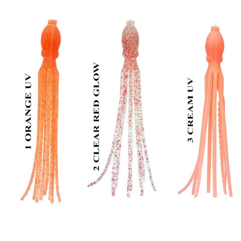 Ryuji Octopus 115 mm (4 Adet) Clear Red Glow