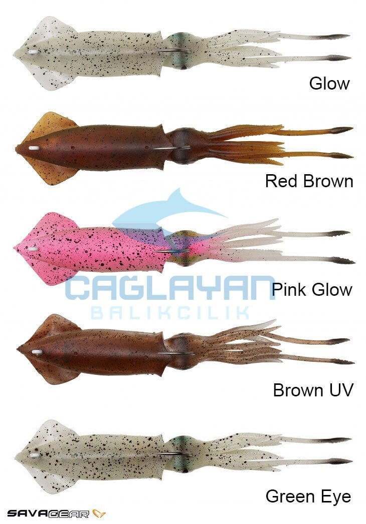 Savage gear 3D TPE Swim Squid 125mm 25g 2 Adet Suni Yem Red Brown
