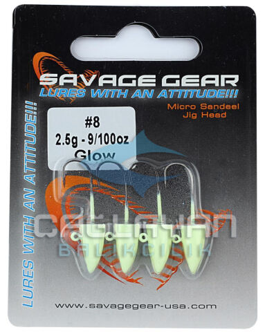 Savage gear LRF Micro sandeel jigghead 2g #8 4pcs Glow