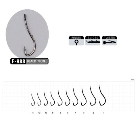 Sasame Ryusen W-Hold F-988 No:8 Black Nikel Olta İğnesi