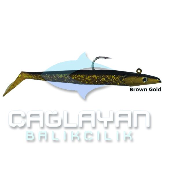 Savage gear Sandeel 12.5 cm 23 gr 2+1 Adet Suni Yem Brown Gold