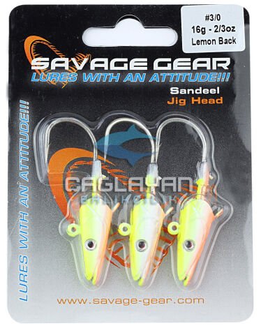 Savage gear Sandeel Jig Head 16g 3/0 - 3pcs Lemon Back Suni Yem