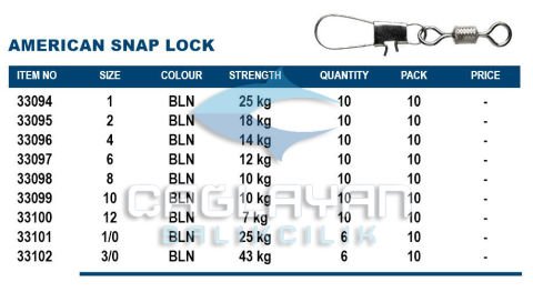 Okuma American Snap Lock Size 10 Adet 4 Numara 10 Adet
